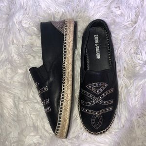 Zadig & Voltaire leather studded espadrilles